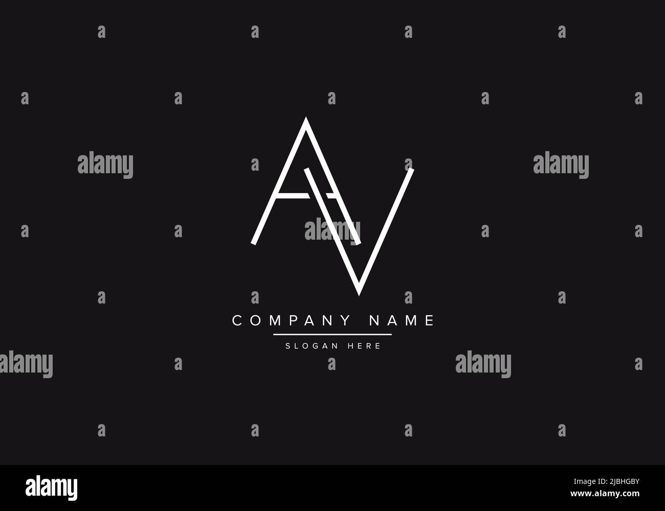 Initial AV alphabet line art logo design of vector Stock Vector