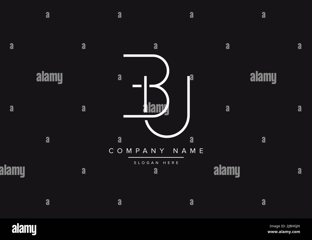 Initial BU alphabet line art logo design of vector Stock Vector