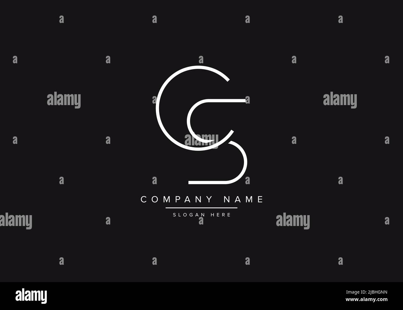 Initial CS alphabet line art logo design of vector Stock Vector