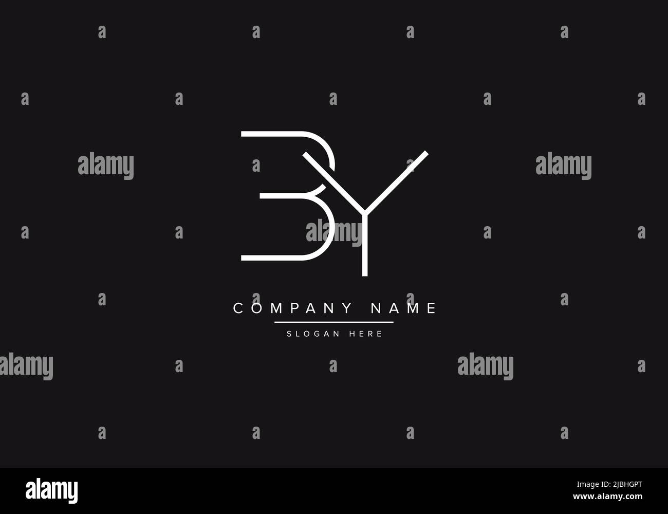 Initial BY alphabet line art logo design of vector Stock Vector Image ...