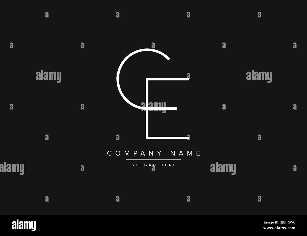 Initial CE alphabet line art logo design of vector Stock Vector