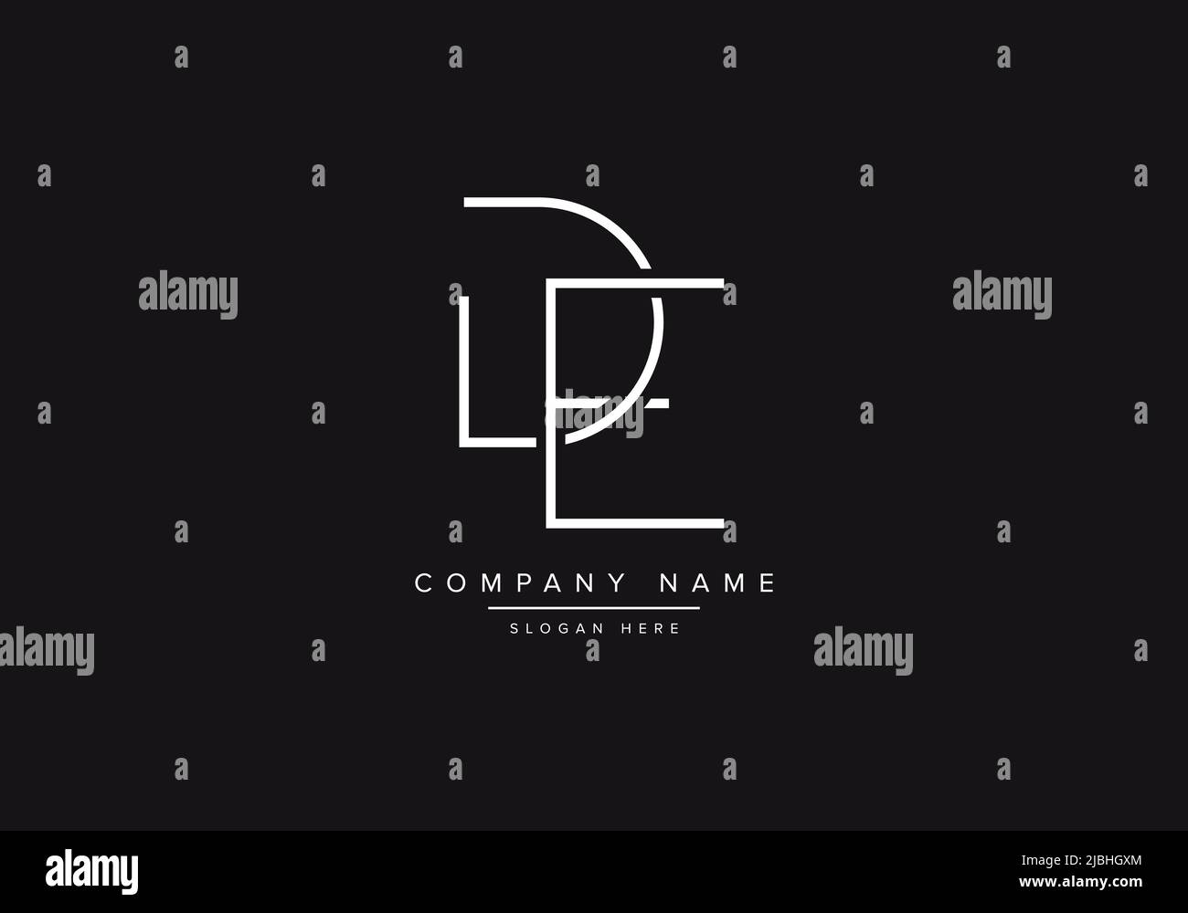 Initial DE alphabet line art logo design of vector Stock Vector
