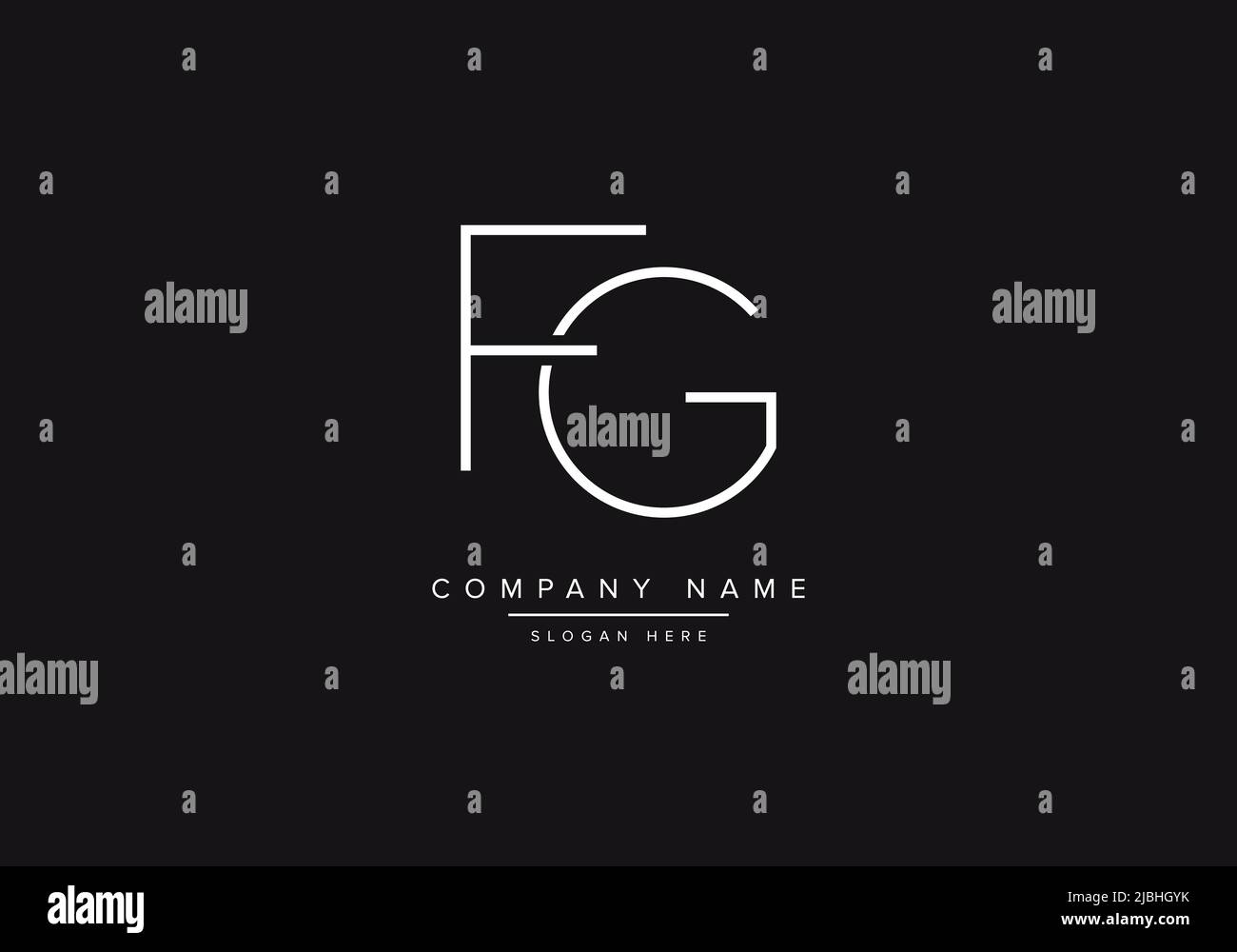 Initial FG alphabet line art logo design of vector Stock Vector