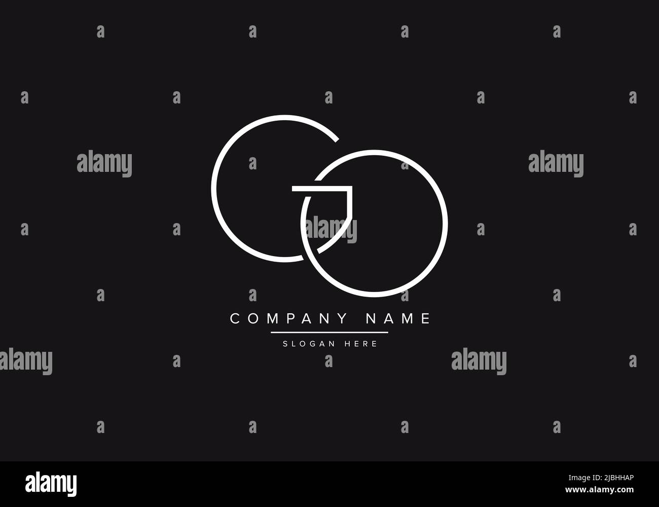 Initial GO alphabet line art logo design of vector Stock Vector Image ...