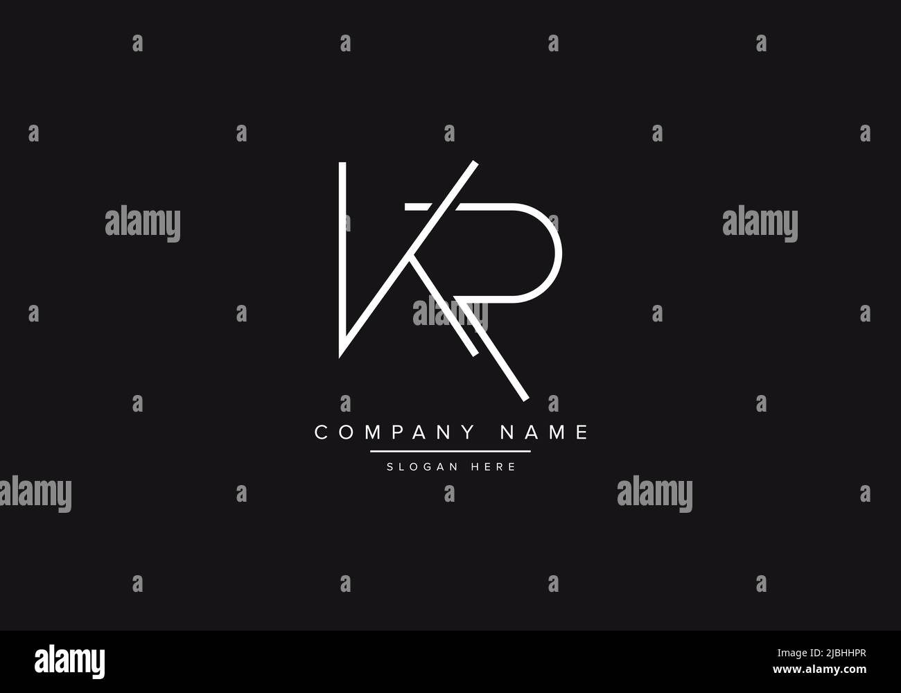 Initial KR alphabet line art logo design of vector Stock Vector