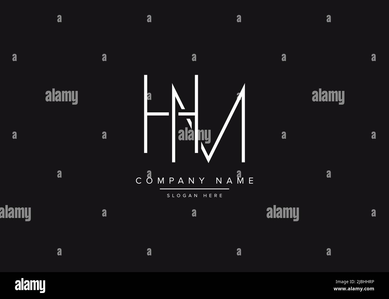 Initial HM alphabet line art logo design of vector Stock Vector