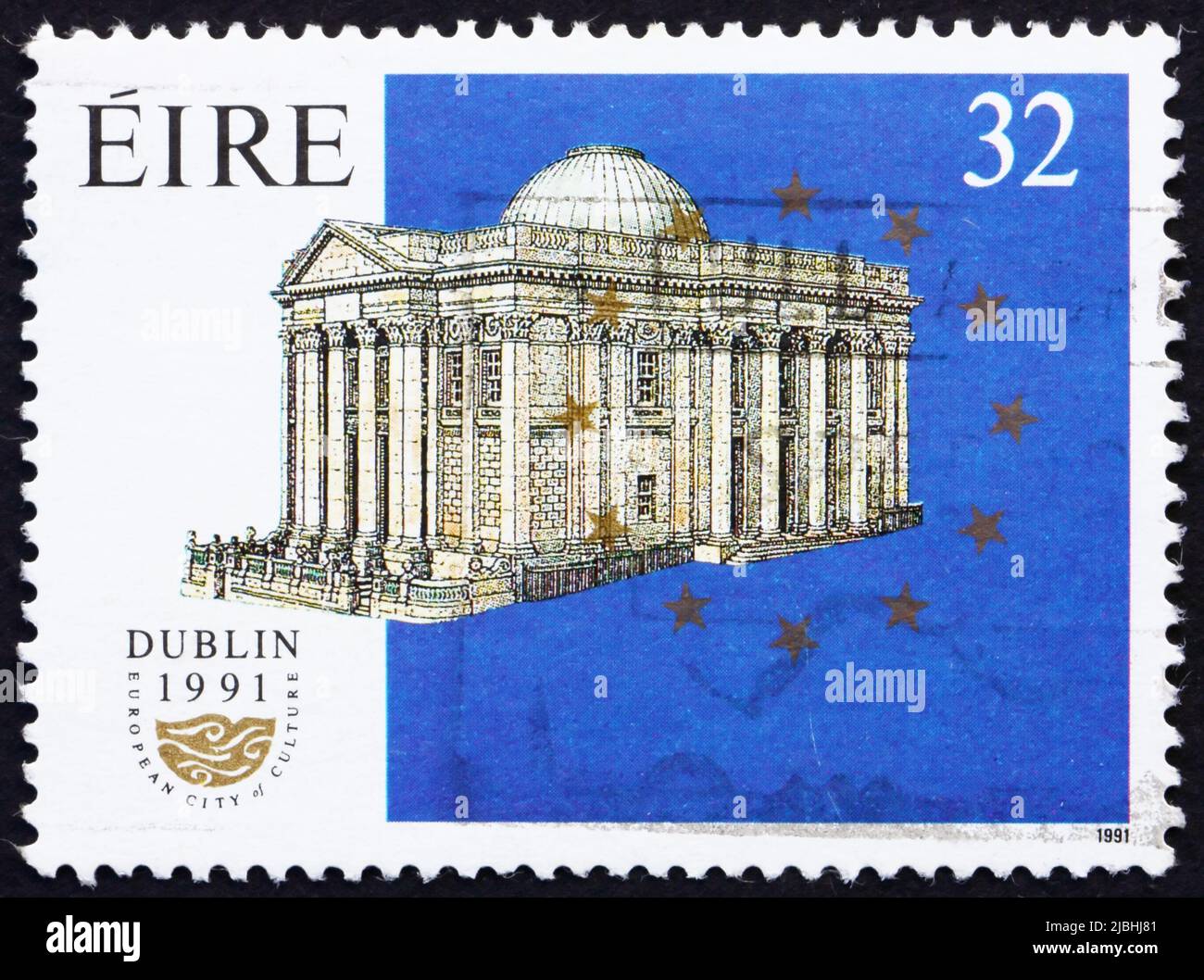 IRELAND CIRCA 1991 a stamp printed in the Ireland shows Dublin City Hall, European City of