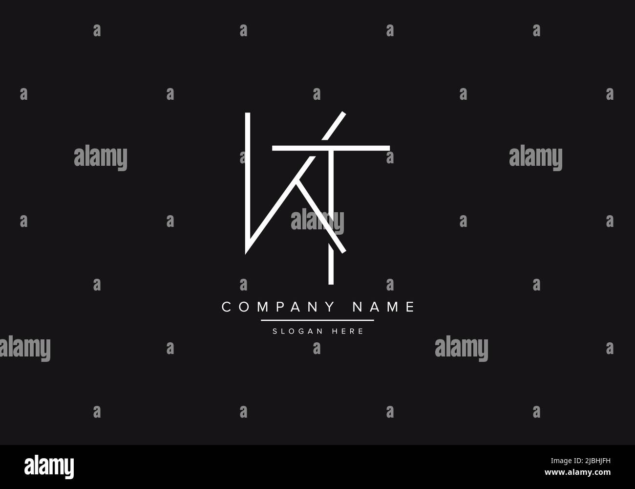 Initials alphabet letters KT monogram logo Stock Vector