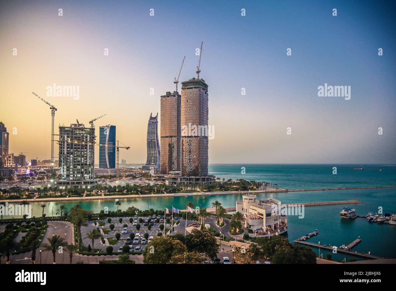 This is view of the marina in Lusail district, a rich and upper class district of Doha, Qatar, Asia. Stock Photo