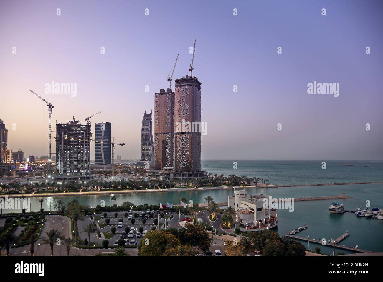 This is view of the marina in Lusail district, a rich and upper class district of Doha, Qatar, Asia. Stock Photo