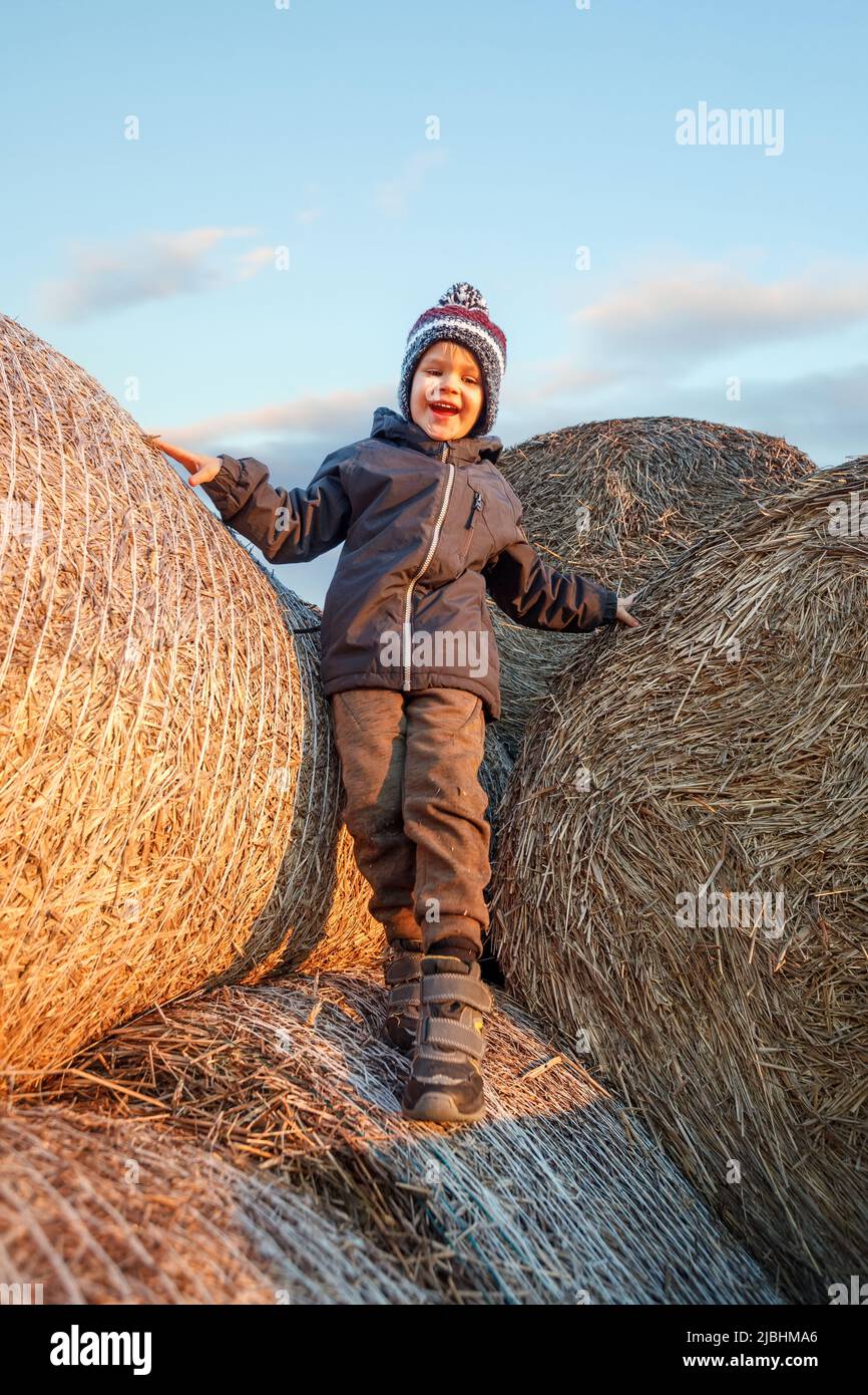 Little Country Boys Sitting on Hay Bale Stock Photo by ©Christin_Lola  32487461