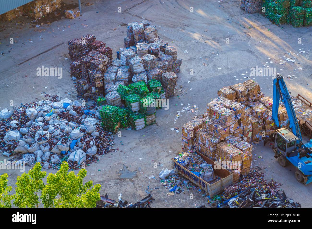 Recycling center under Asparuhov Bridge onthe island of Varna lake ...