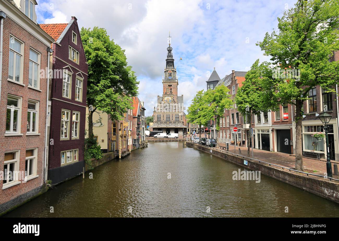 The cityscape in Alkmaar with Waagplein square. The Netherlands, Europe. Stock Photo