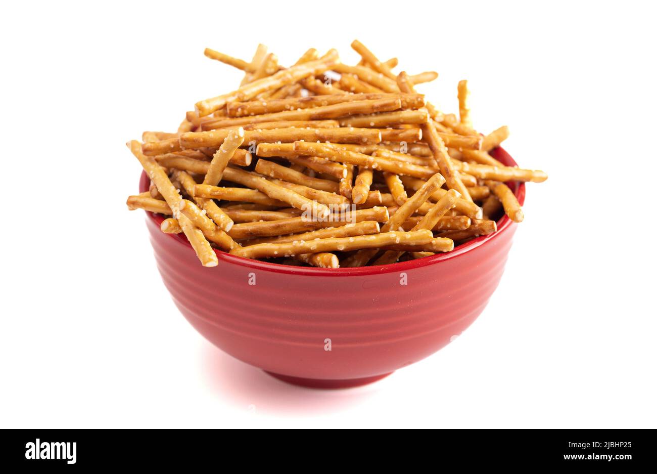 Bowl of Extra Thin Salted Stick Pretzels Stock Photo Alamy