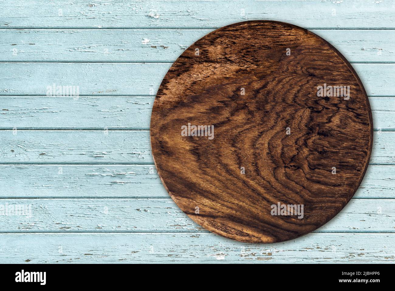 Round wood sign mock up on rustic wooden texture background. Farmhouse board mockup Stock Photo