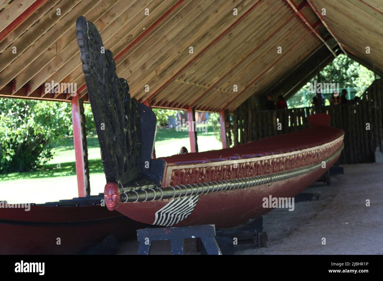 A traditional Maori Waka (canoe), New Zealand Stock Photo