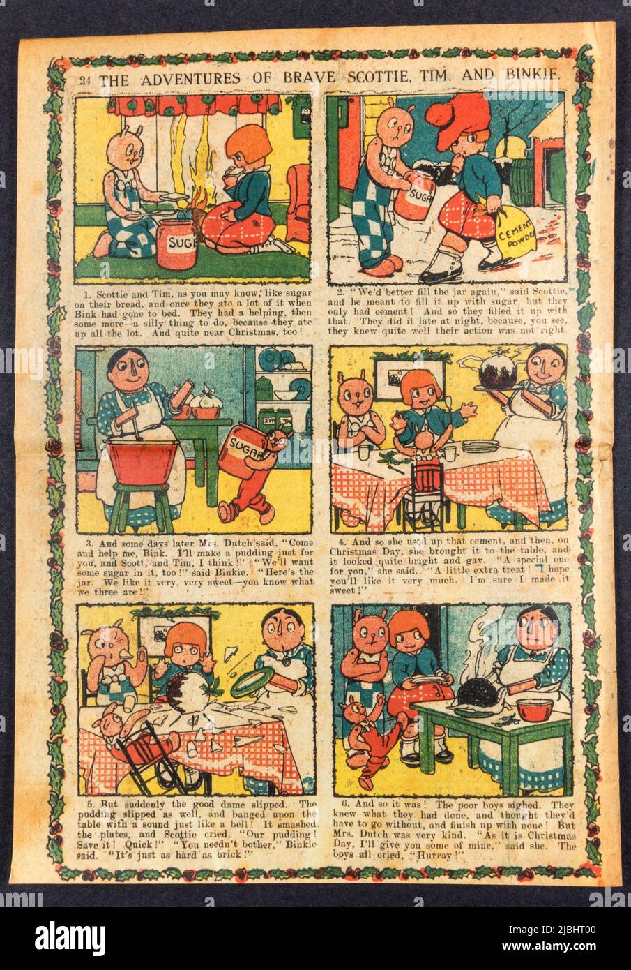 Inside the 'Playtime' magazine comic Christmas edition, 23rd December 1922 , a piece of replica memorabilia related to Christmas. Stock Photo