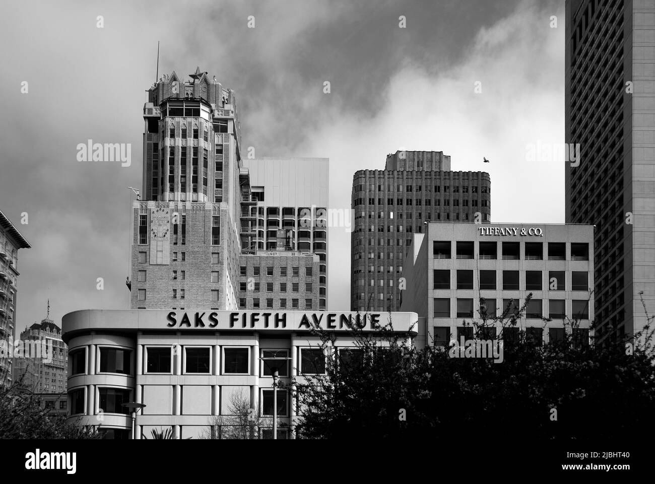 Saks Fifth Avenue and Tiffany & Co. buildings in Union Square, San
