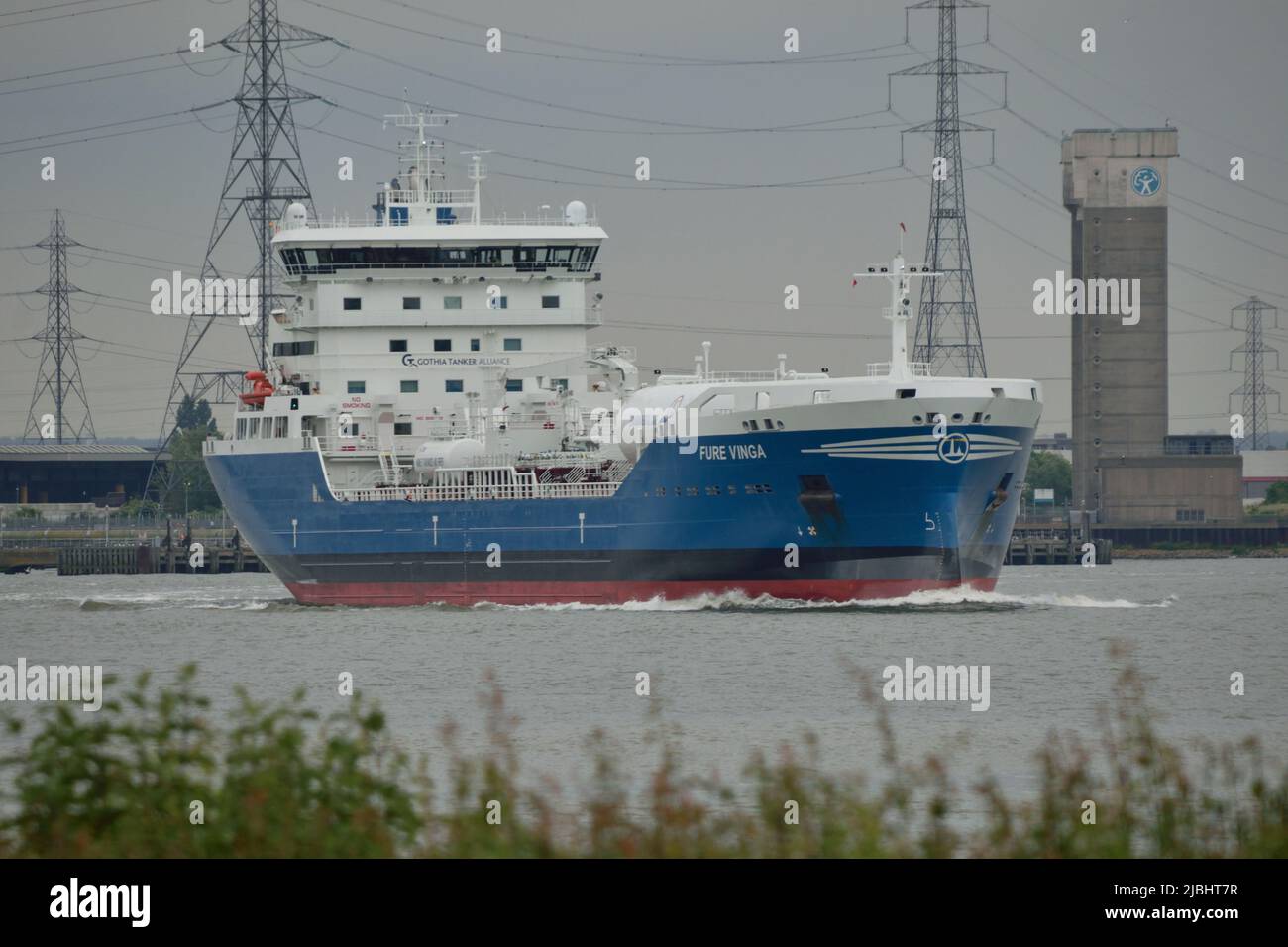 Lng Powered Tanker Fure Vinga Heading Up The River Thames As Part Of The Imo S Marine Environment Protection Committee Event In London Stock Photo Alamy