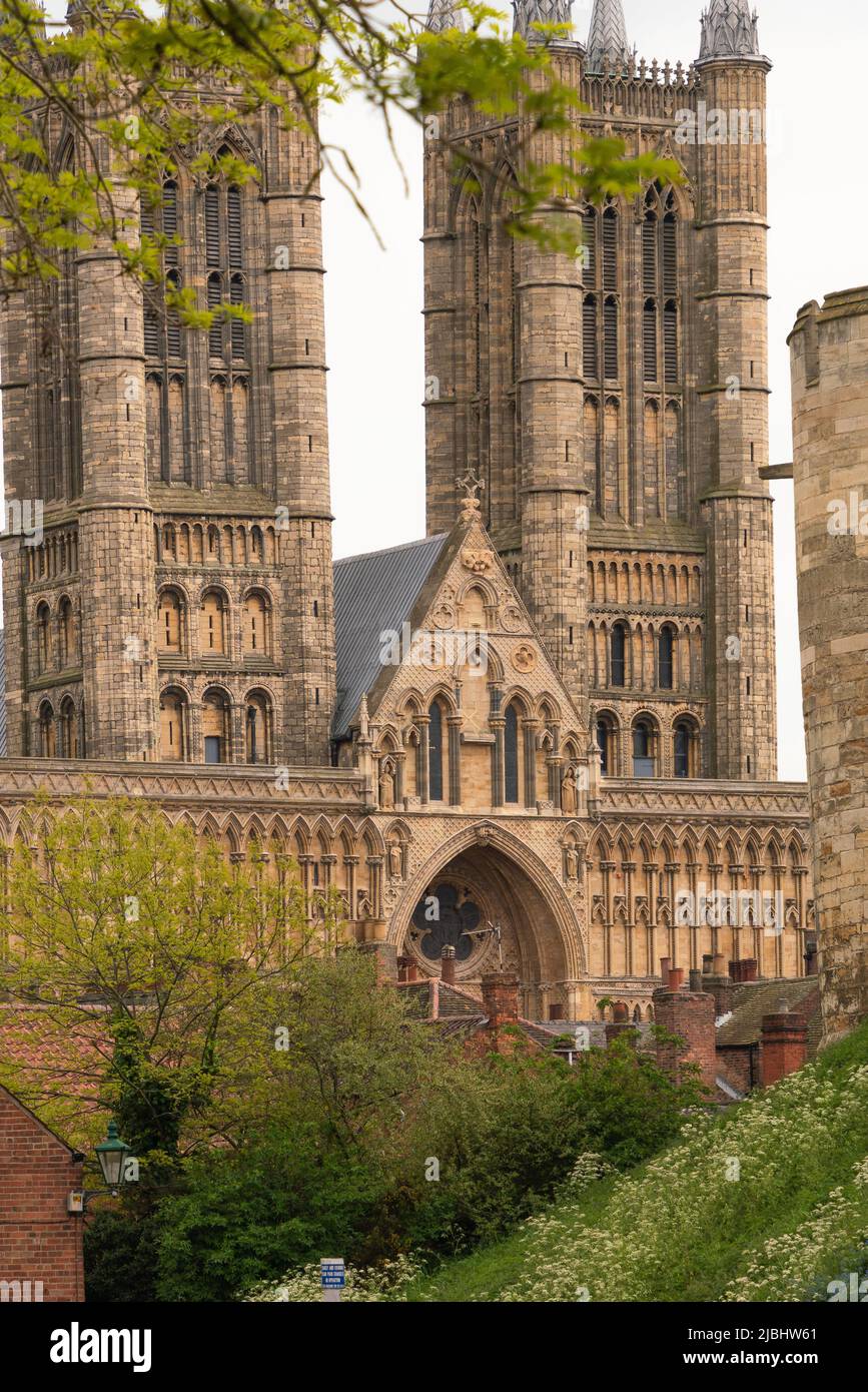 Lincoln Cathedral, Westgate, Famous Yellow belly, masonry, Lincoln Imp, gothic, worship, religion, church, Bailgate, water tower, city typhoid epidemic Stock Photo