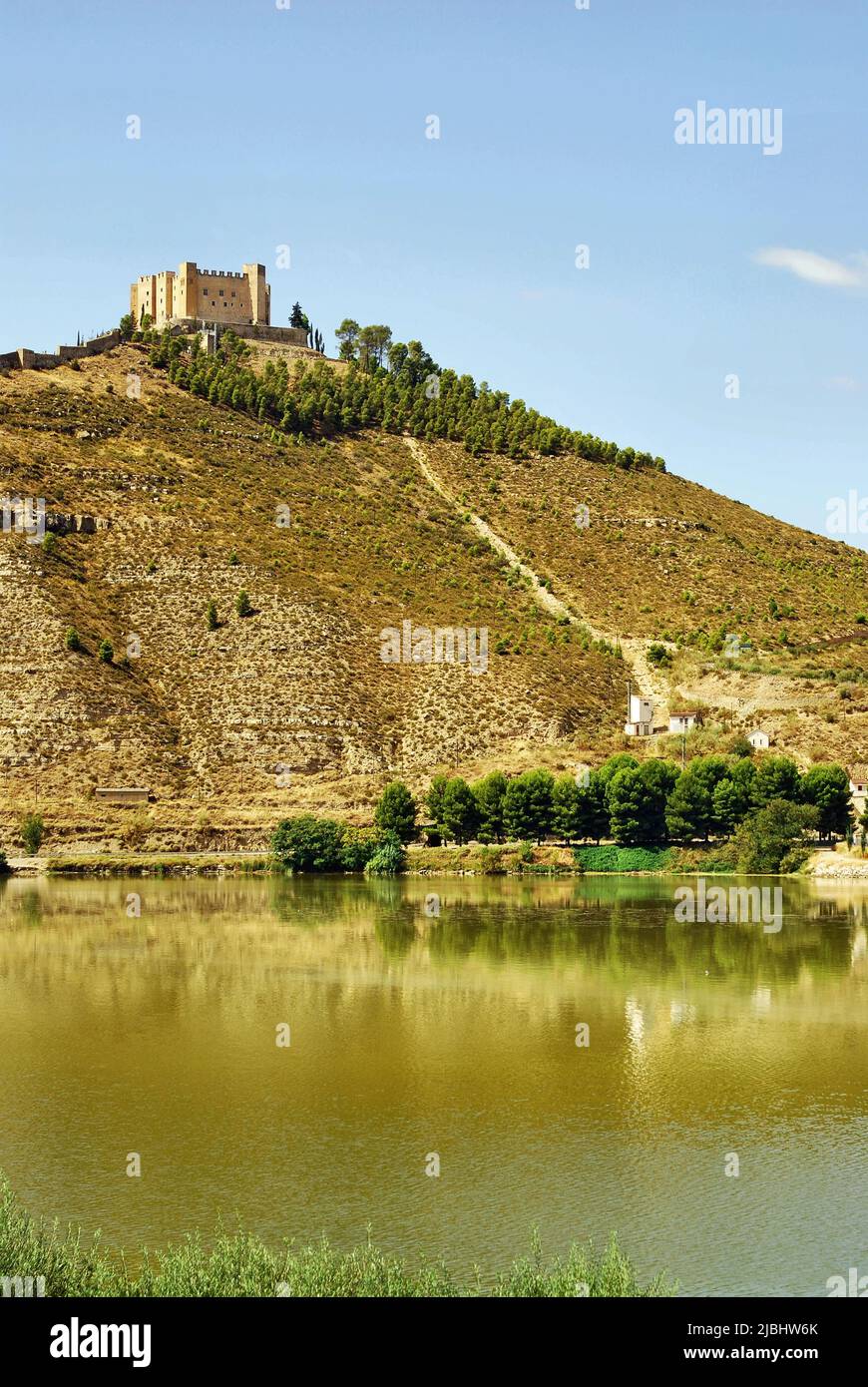 Mequinenza Castle and Segre River Stock Photo