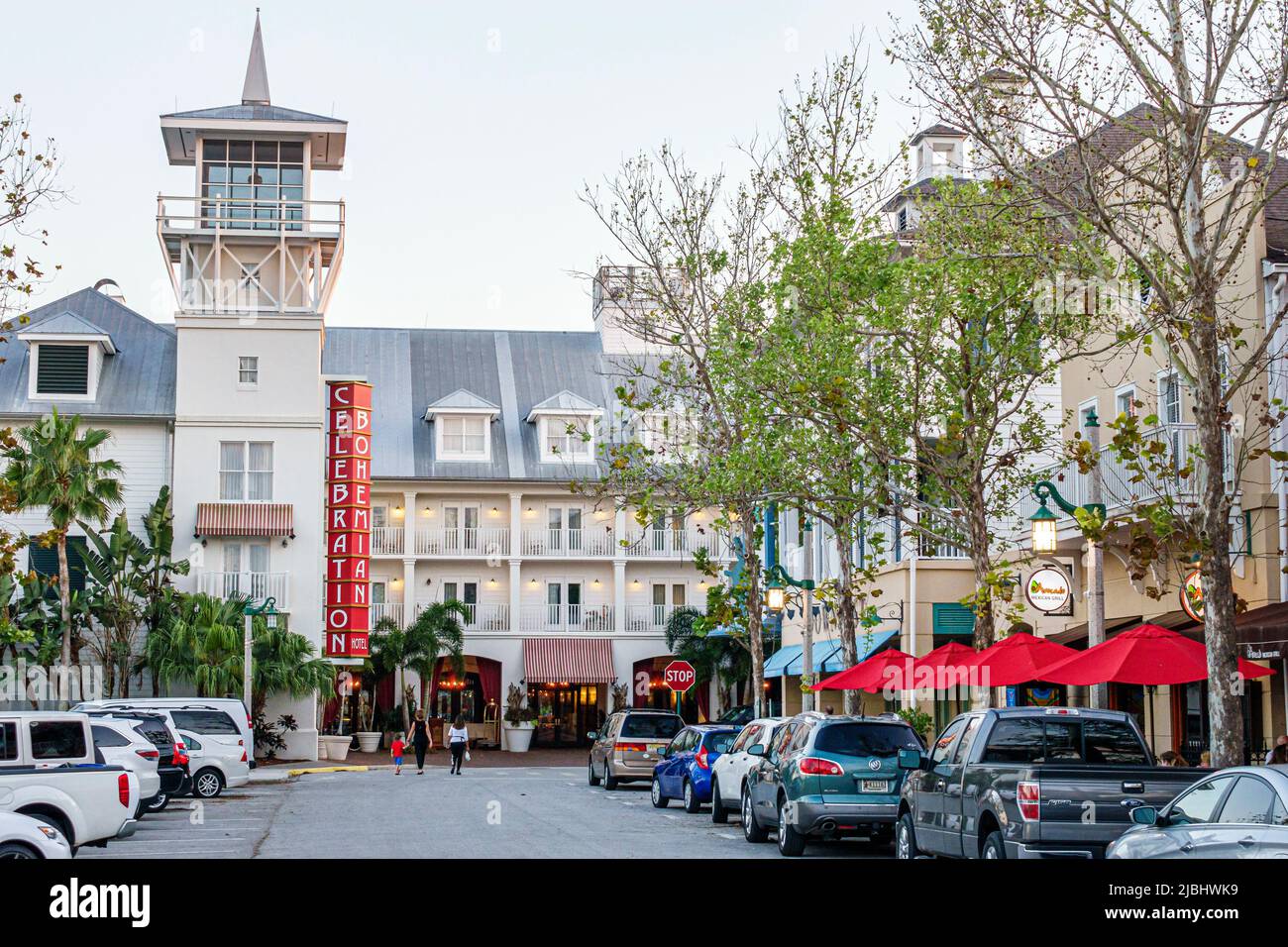 Orlando Florida,master-planned community,neo-urbanism,downtown,Town Center,centre,Bohemian Hotel Celebration Stock Photo