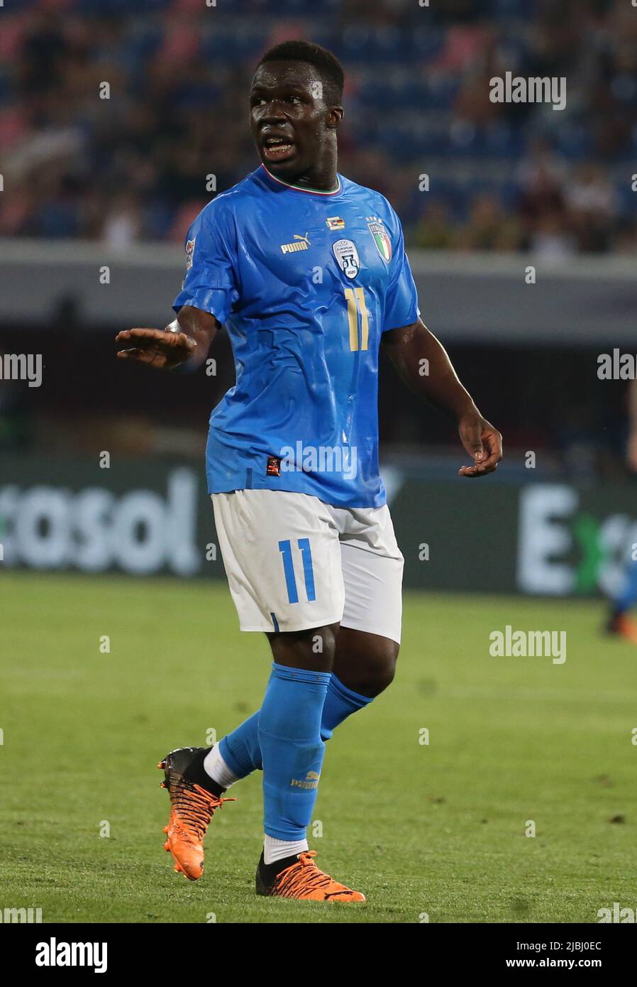 Degnand - Wilfried Gnonto of Italy during the UEFA Nations League, League A  - Group A3, football match between Italy and Germany on June 4, 2022 at  Renato-Dall'Ara stadium in Bologna, Italy -