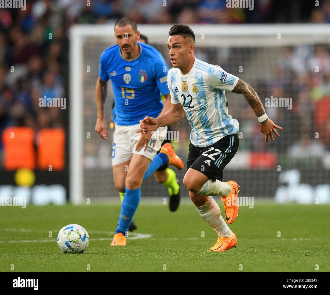 01 Jun 2022 - Italy v Argentina - Finalissima 2022 - Wembley Stadium Argentina's Lautaro Martinez during the match against Italy at Wembley Stadium. Stock Photo