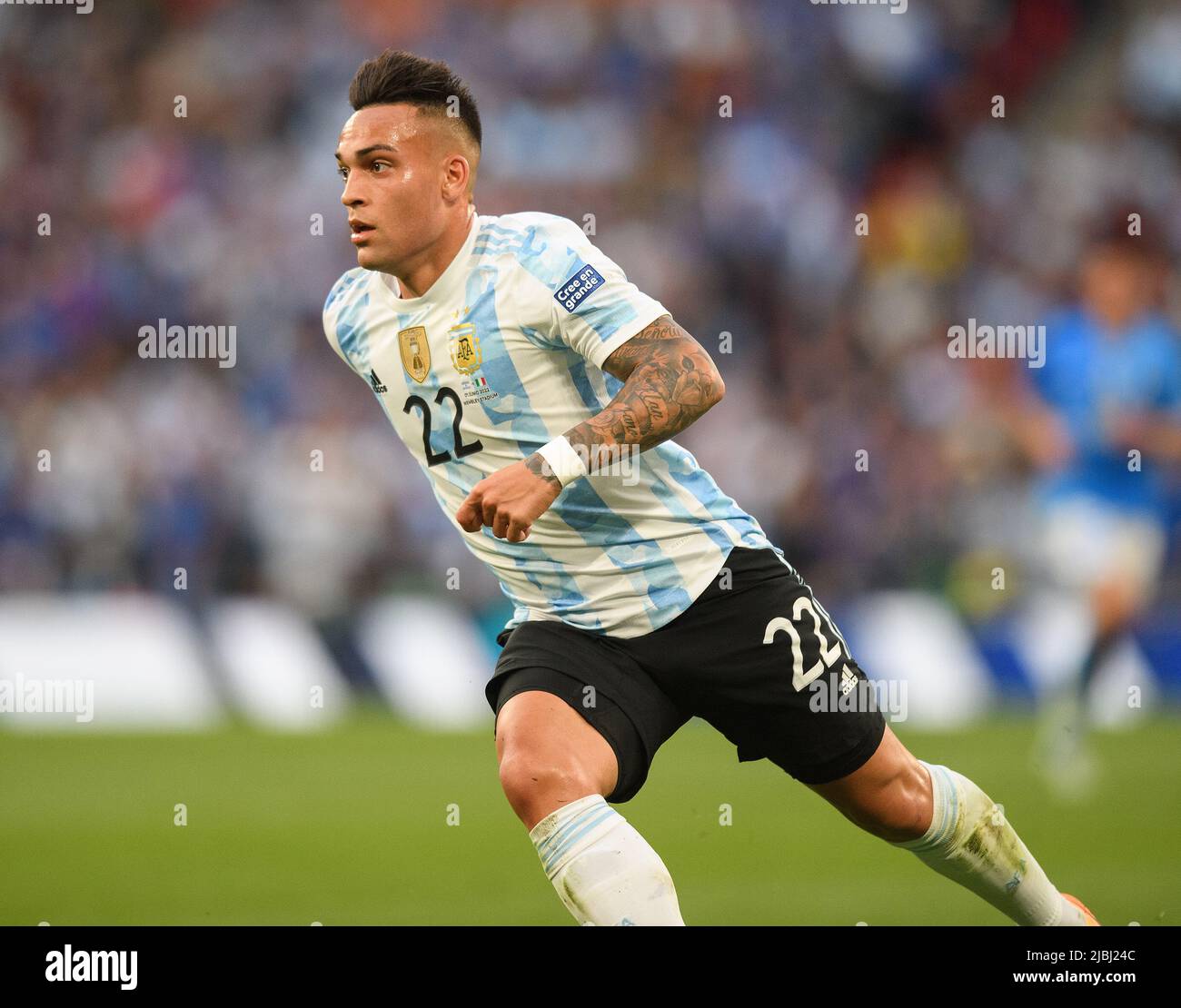 01 Jun 2022 - Italy v Argentina - Finalissima 2022 - Wembley Stadium  Argentina's Lautaro Martinez during the match against Italy at Wembley Stadium. Stock Photo