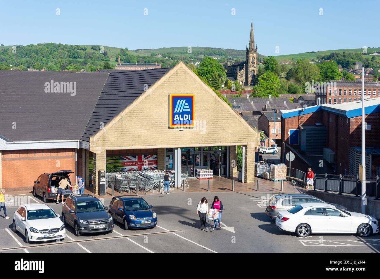Aldi Supermarket, Queen Victoria Street, Macclesfield, Cheshire, England, United Kingdom Stock Photo