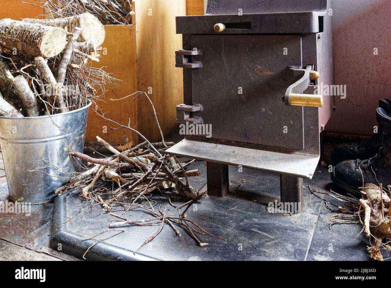 Typical wood burning stove in a Department of Conservation hut