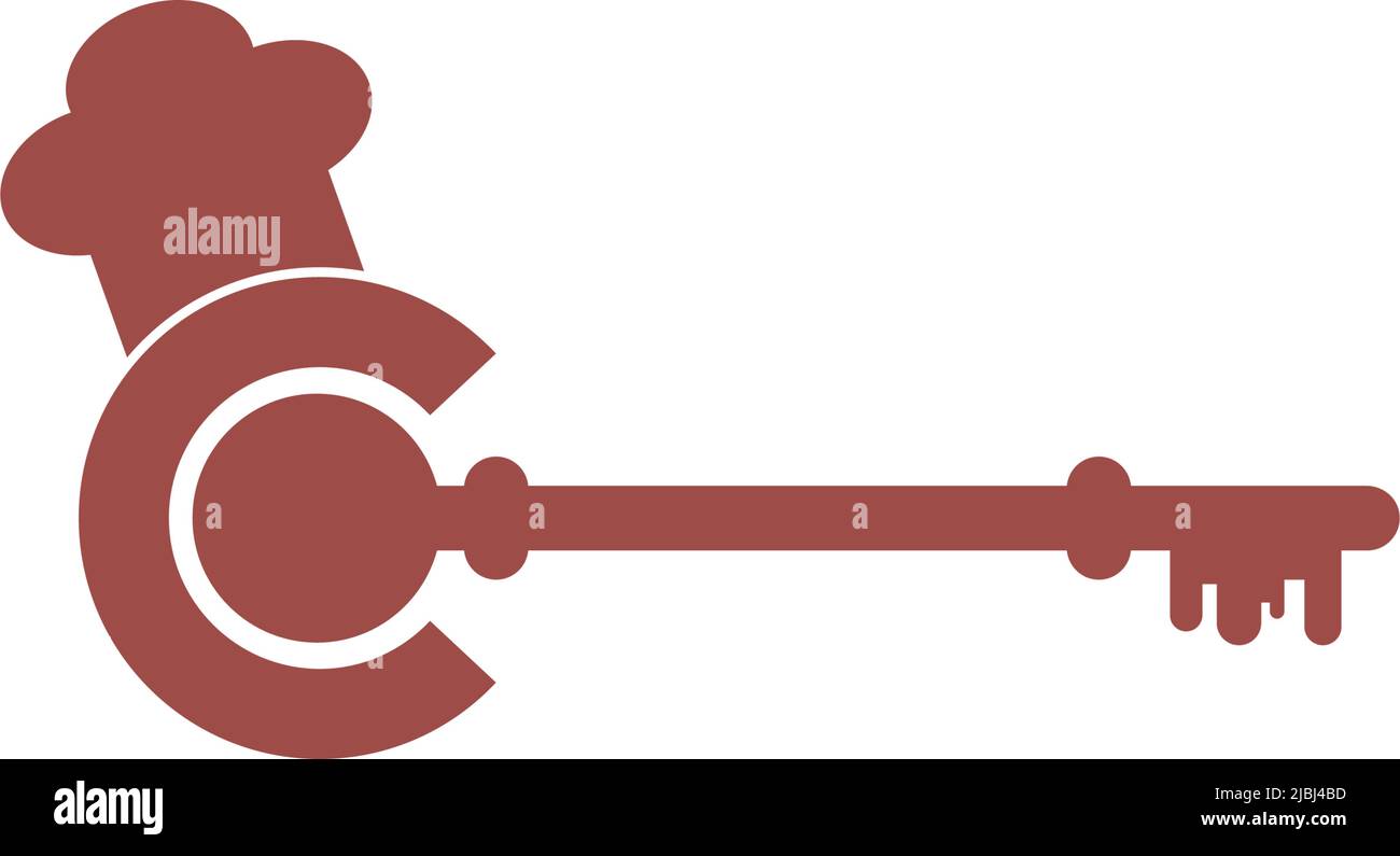 Key and Chef logo concept design illustration vector Stock Vector