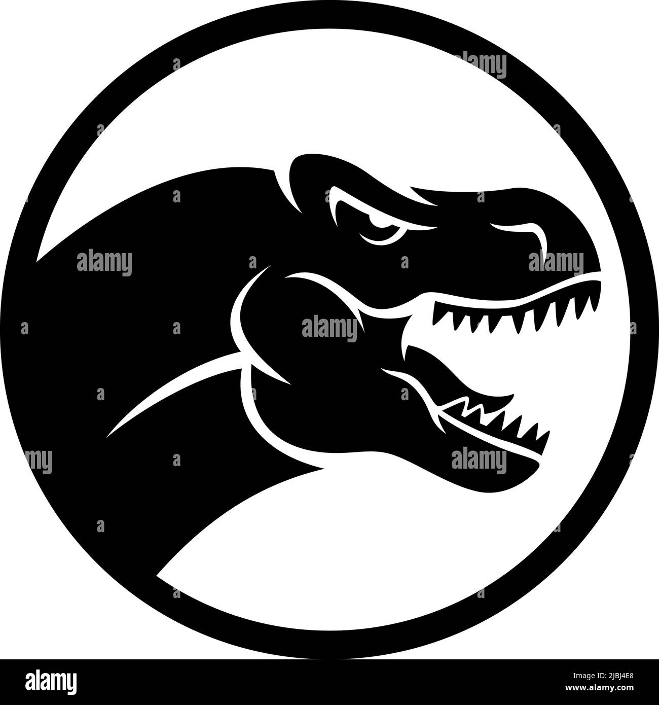 Head of Aggressive Tyrannosaurus Roaring Logo Template Design Stock Vector