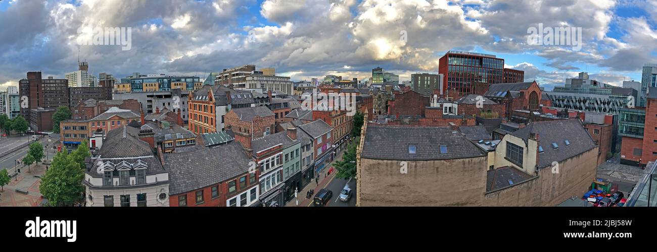 Manchester city centre panorama from Deansgate, Greater Manchester, North West England, UK, M3 3BT Stock Photo