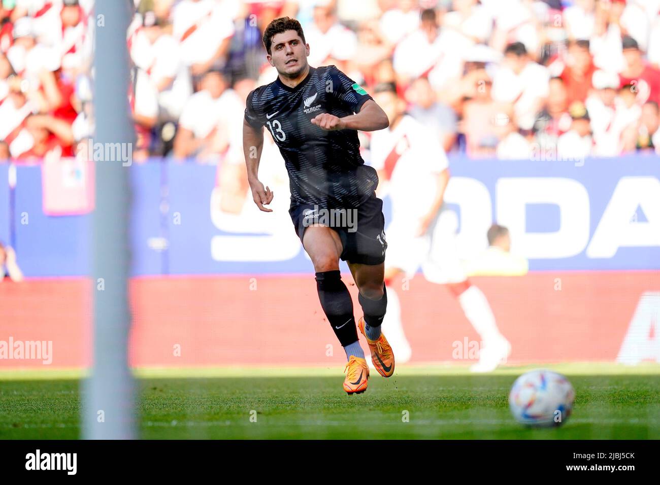 Liberato Cacace of New Zealand during the friendly match between Peru and New Zealand played at RCDE Stadium on June 5, 2022 in Barcelona, Spain. (Photo by Bagu Blanco / PRESSINPHOTO) Stock Photo