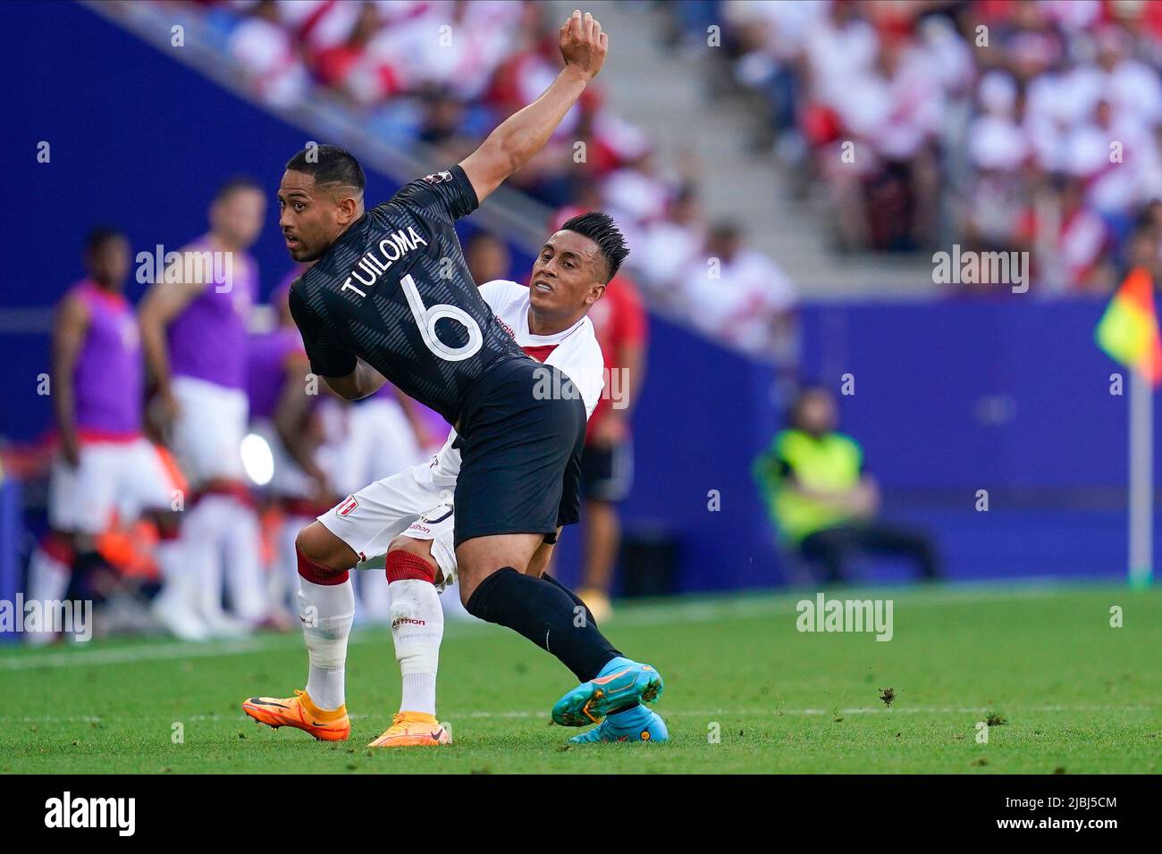 Bill Tuiloma of New Zealand during the friendly match between Peru and New Zealand played at RCDE Stadium on June 5, 2022 in Barcelona, Spain. (Photo by Bagu Blanco / PRESSINPHOTO) Stock Photo