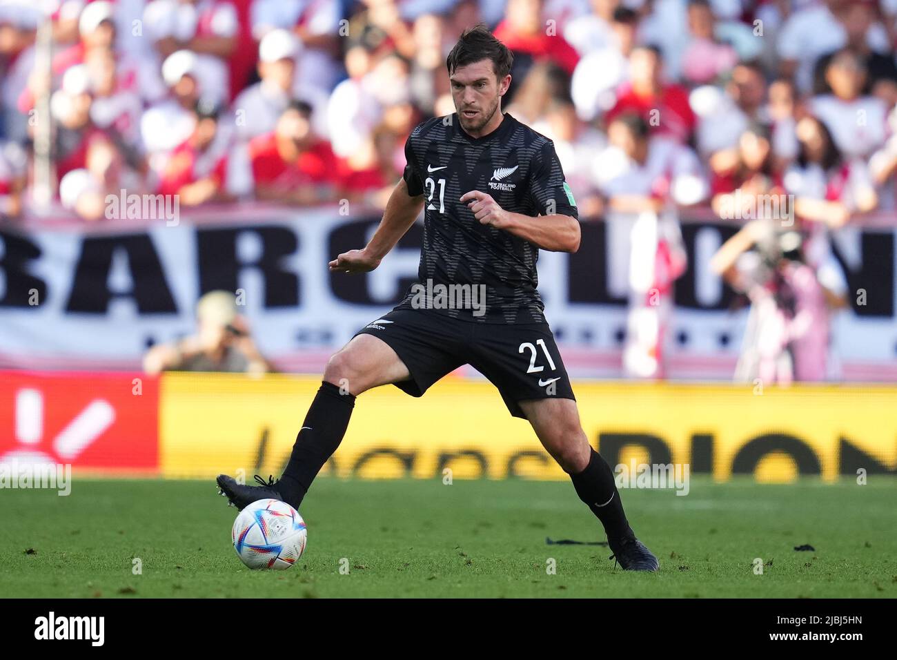 Tim Payne of New Zealand during the friendly match between Peru and New Zealand played at RCDE Stadium on June 5, 2022 in Barcelona, Spain. (Photo by Bagu Blanco / PRESSINPHOTO) Stock Photo