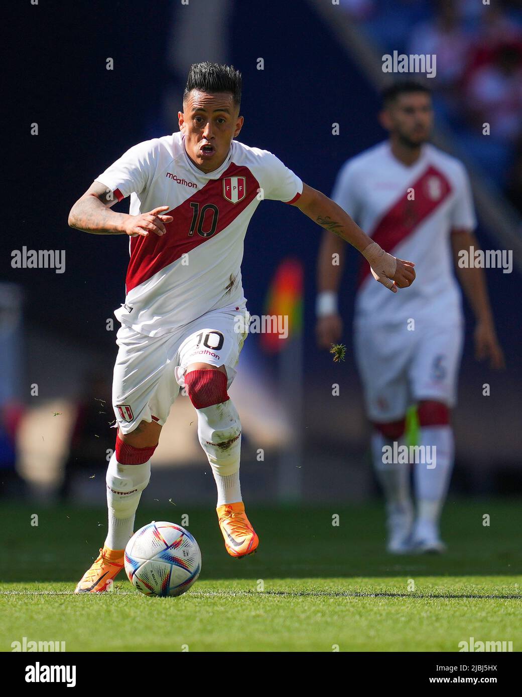 Christian Cueva of Peru during the friendly match between Peru and New Zealand played at RCDE Stadium on June 5, 2022 in Barcelona, Spain. (Photo by Bagu Blanco / PRESSINPHOTO) Stock Photo