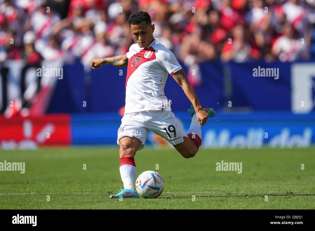 Yoshimar Yotun of Peru during the friendly match between Peru and New Zealand played at RCDE Stadium on June 5, 2022 in Barcelona, Spain. (Photo by Bagu Blanco / PRESSINPHOTO) Stock Photo