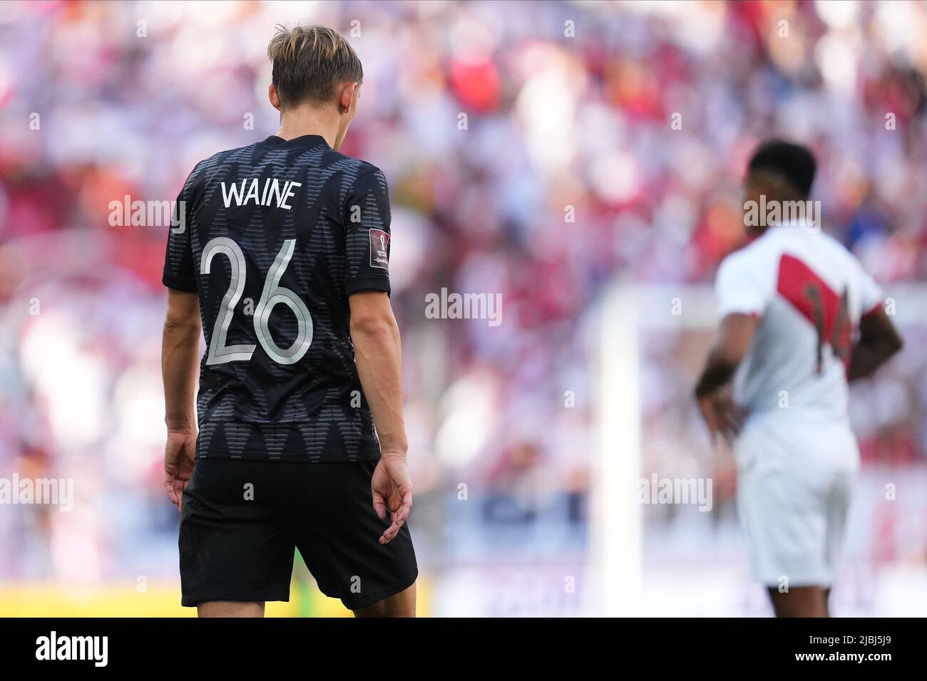 Ben Waine of New Zealand during the friendly match between Peru and New Zealand played at RCDE Stadium on June 5, 2022 in Barcelona, Spain. (Photo by Bagu Blanco / PRESSINPHOTO) Stock Photo