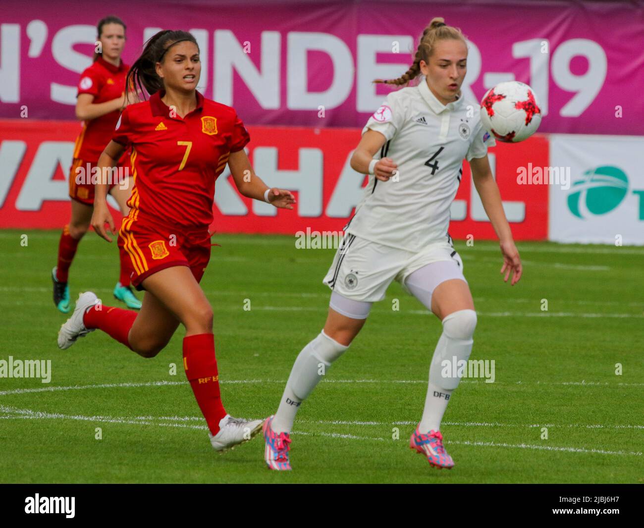 UEFA European Women's Under-19 Championship 2017 Final Tournament. 11 August 2017 Germany 2 Spain 0 at Shamrock Park Portadown. Germany Women's International football player Sophia Kleinherne Germany (4). Stock Photo