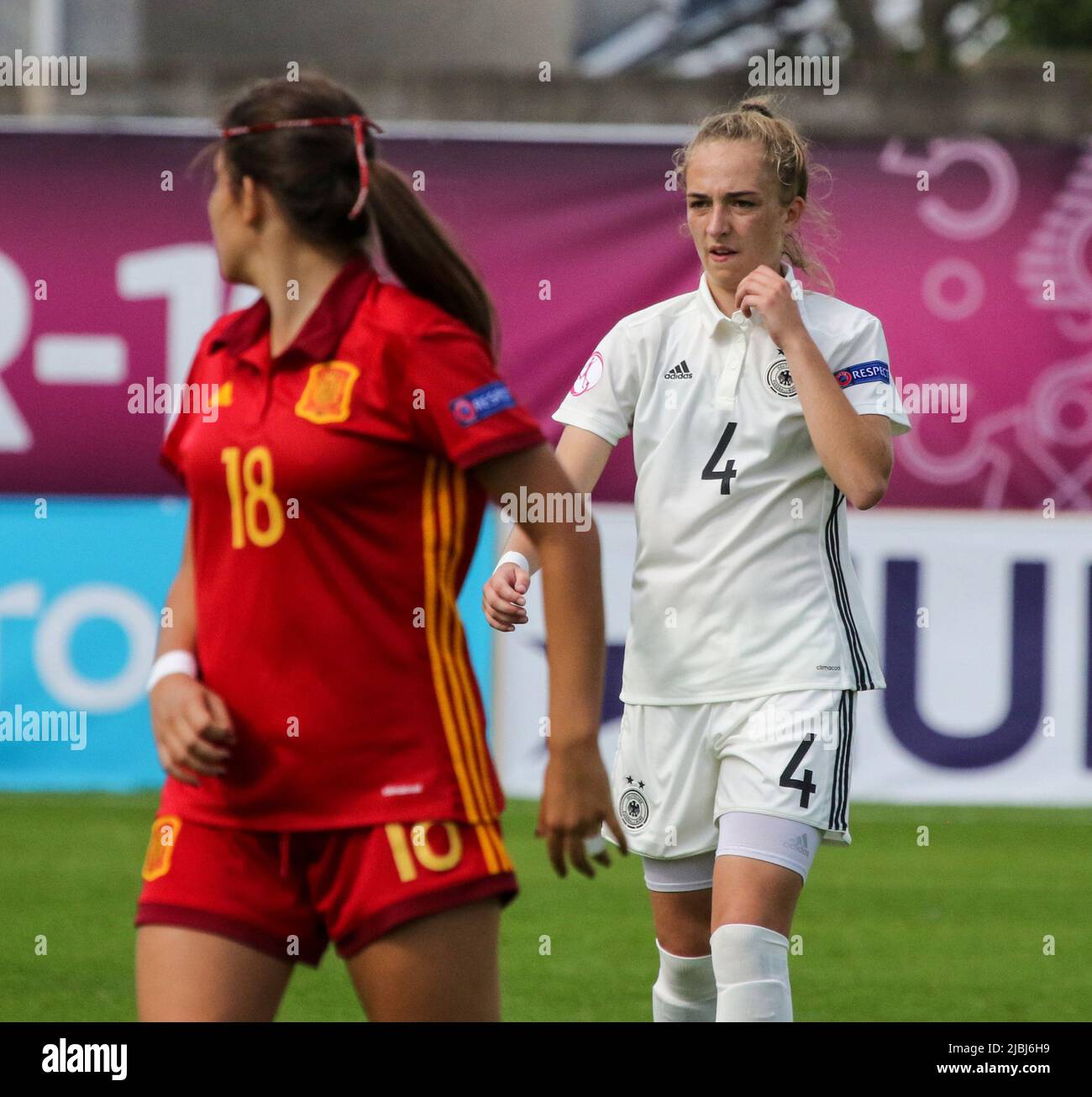 UEFA European Women's Under-19 Championship 2017 Final Tournament. 11 August 2017 Germany 2 Spain 0 at Shamrock Park Portadown. Germany Women's International football player Sophia Kleinherne Germany (4). Stock Photo