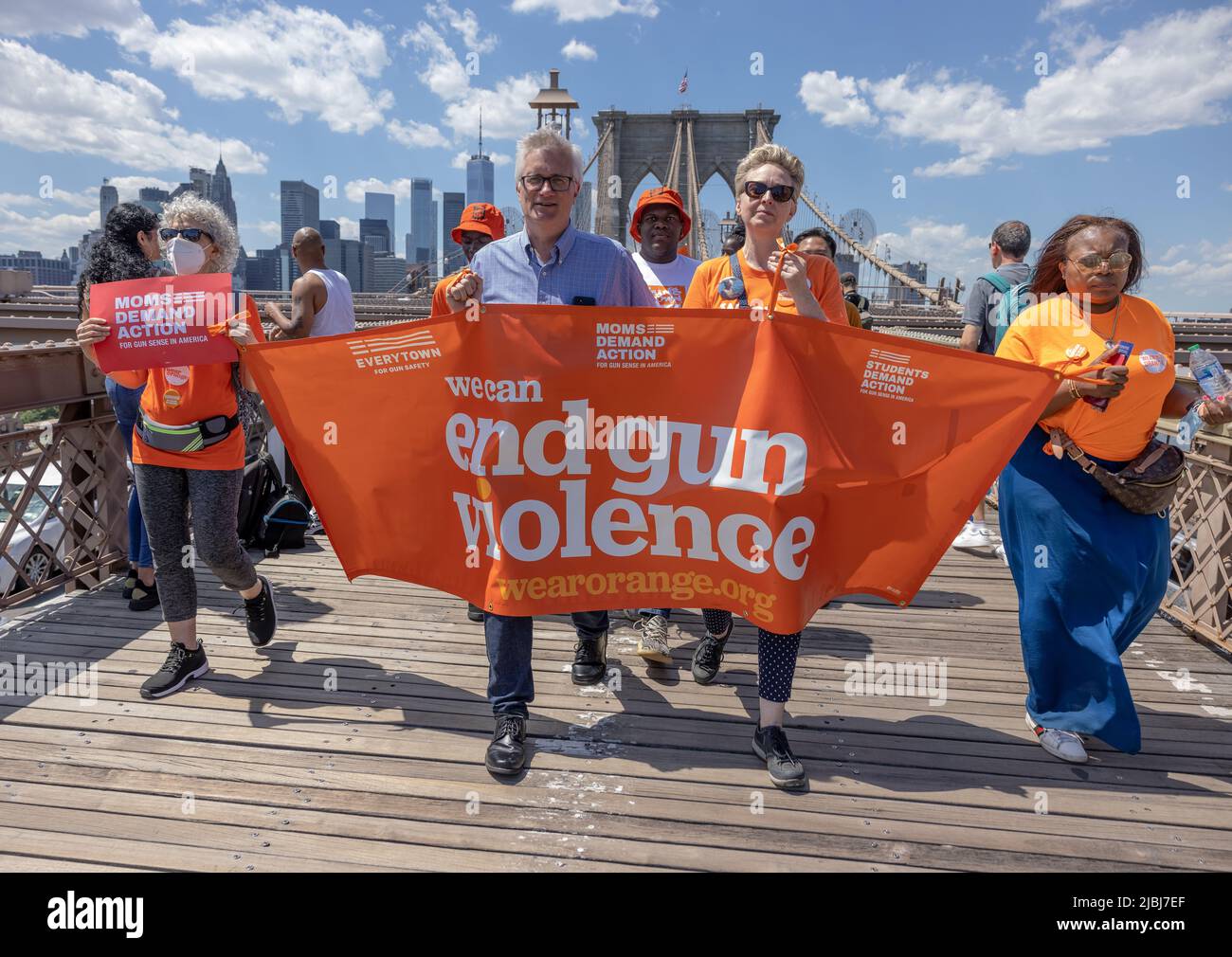 NEW YORK, N.Y. – June 4, 2022: New York State Senator Brian Kavanagh (D), middle-left, marches with gun violence prevention demonstrators. Stock Photo