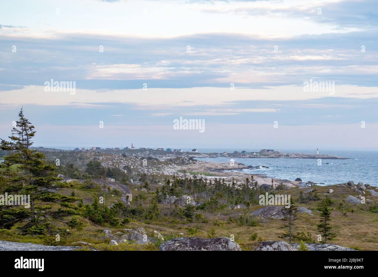 Pano View of Nova Scotia's Peggy's Cove Stock Photo