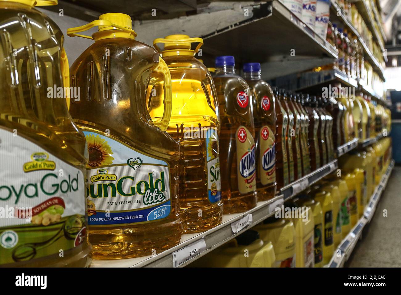 Nakuru, Kenya. 06th June, 2022. Plastic bottles of vegetable oil seen