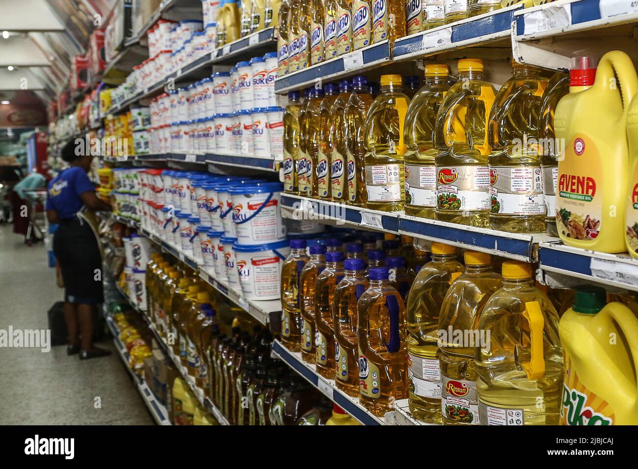 Nakuru, Kenya. 06th June, 2022. Plastic bottles of vegetable oil seen