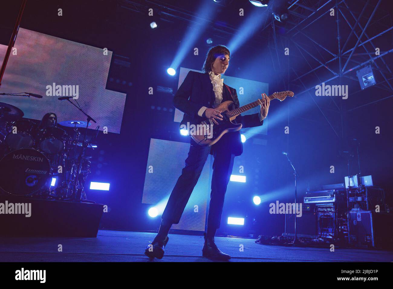 Thomas Raggi performs on stage with is band Maneskin at Atlantico in ...