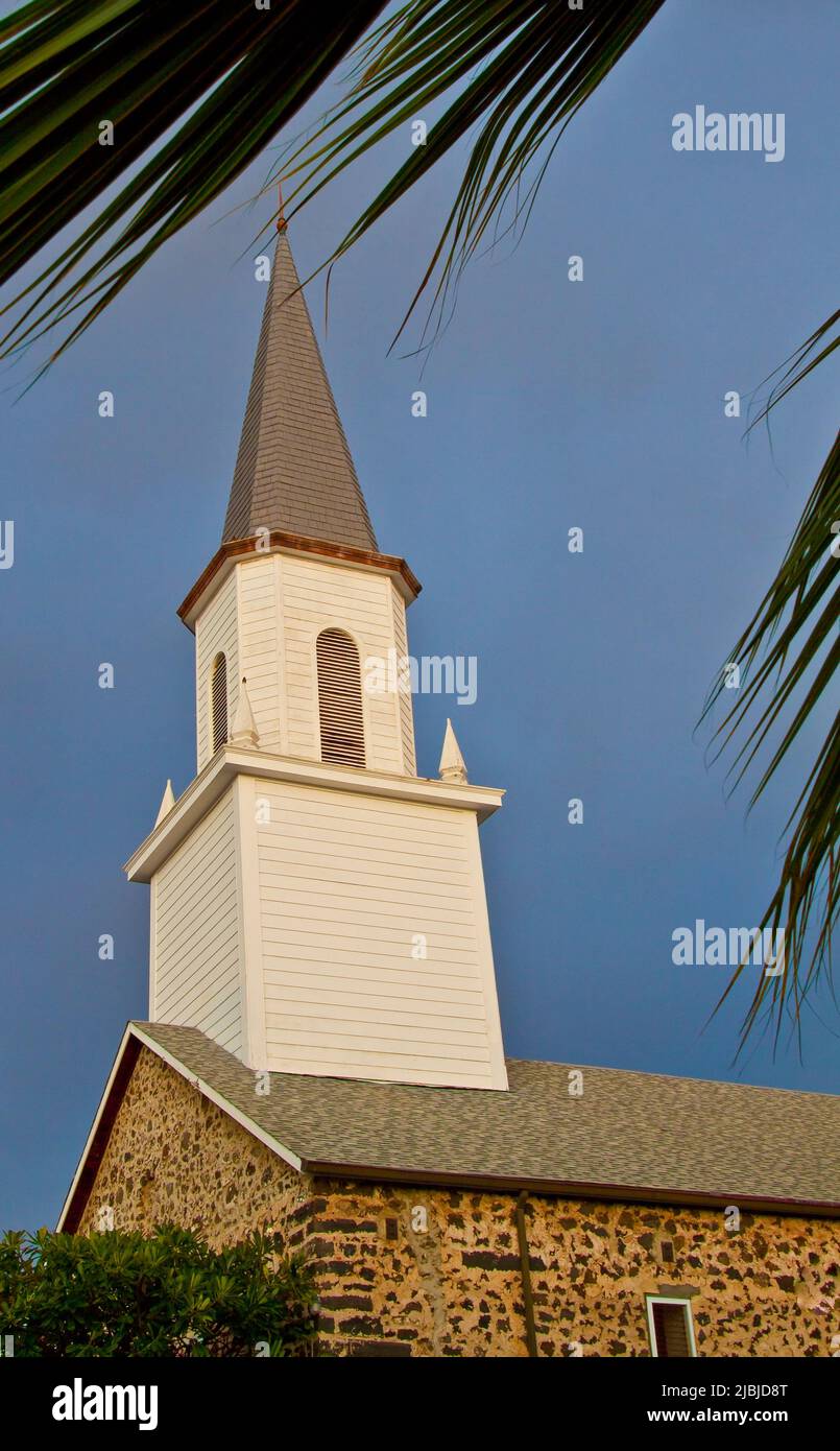 Mokuaikaua Church (1820) is the Oldest Christian Church in the Hawaiian Islands, Kailua-Kona, Hawaii, USA Stock Photo