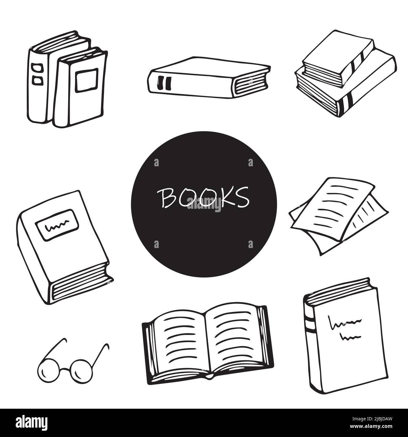 https://c8.alamy.com/comp/2JBJDAW/set-of-doodle-book-collection-vector-handdrawn-simple-illustration-2JBJDAW.jpg