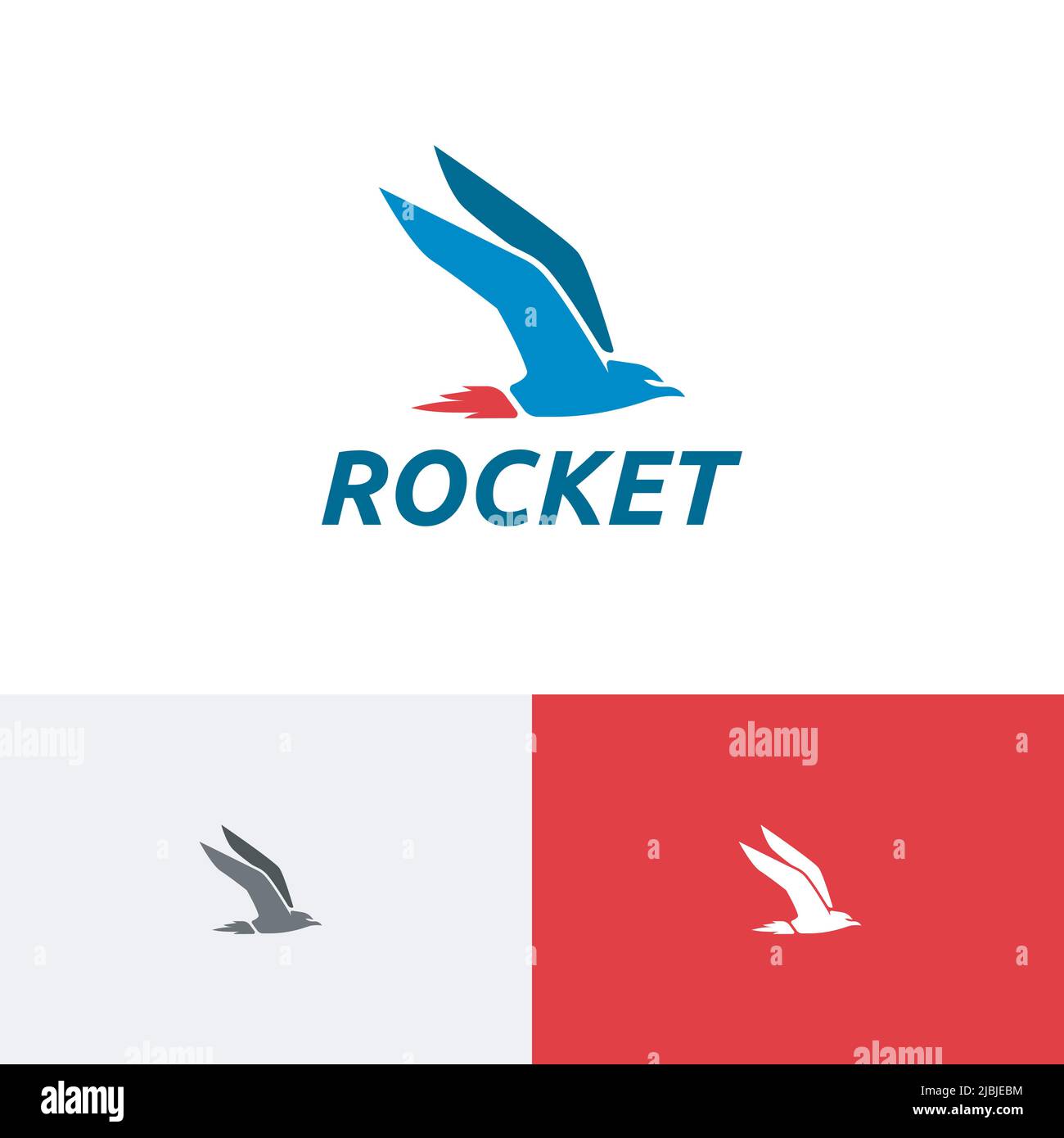 Fast Quick Rocket Seagull Bird Fly Transportation Delivery Logo Stock Vector